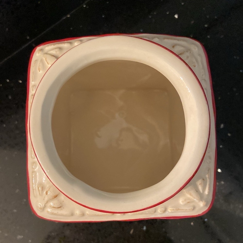 Farmhouse SET Sugar & Creamer Dark Red & Cream Plaid Rustic Cottagecore Country - Picture 7 of 16